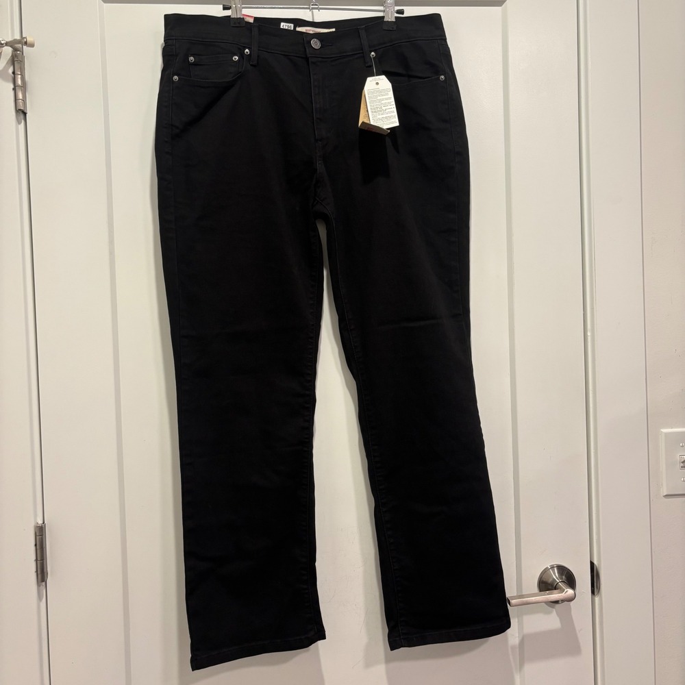 Levis 505 Straight Leg Jeans Womens 14 S Black Mid Rise Denim Pants 155050120